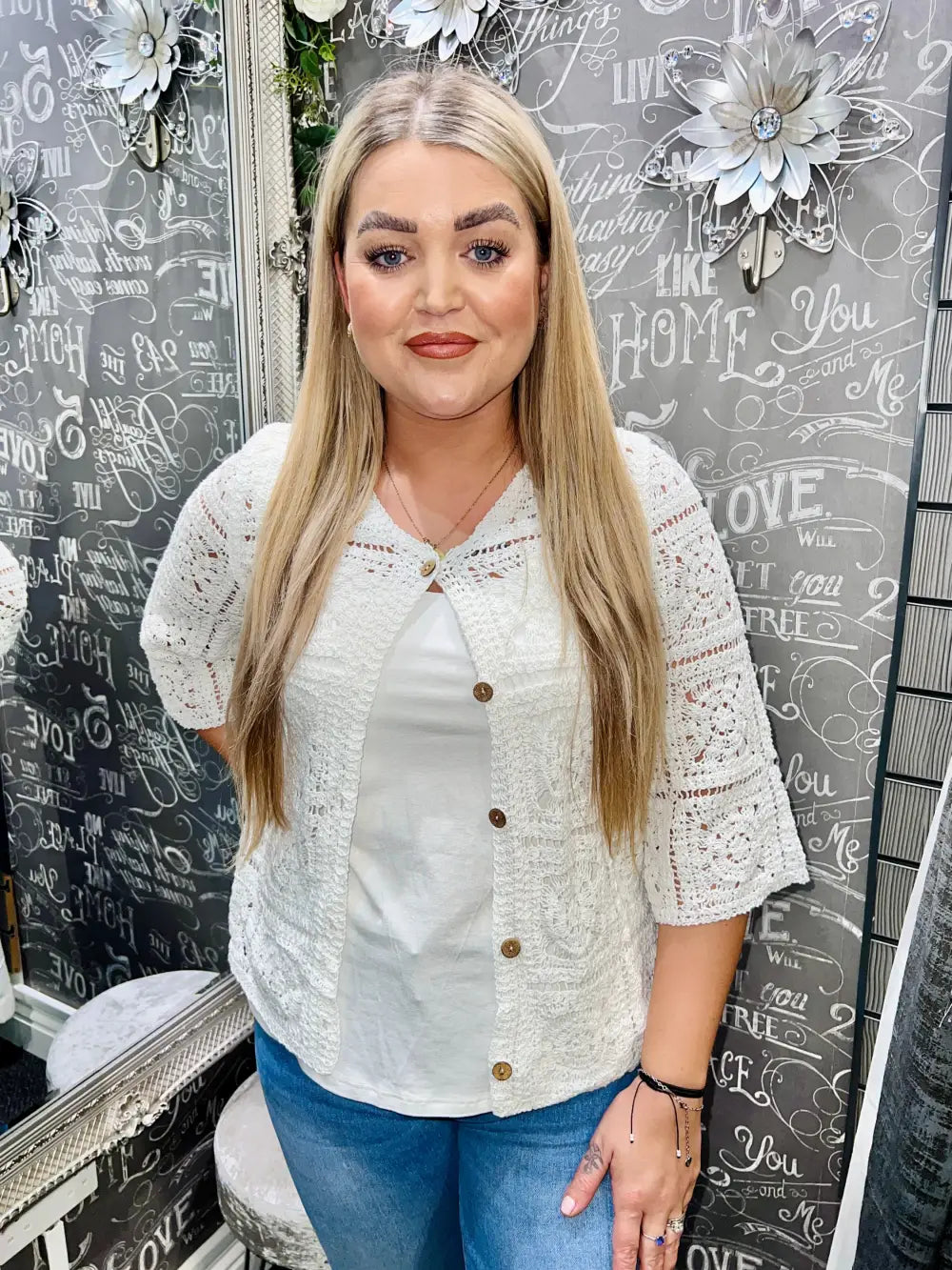 Katya Crochet Cardigan CREAM