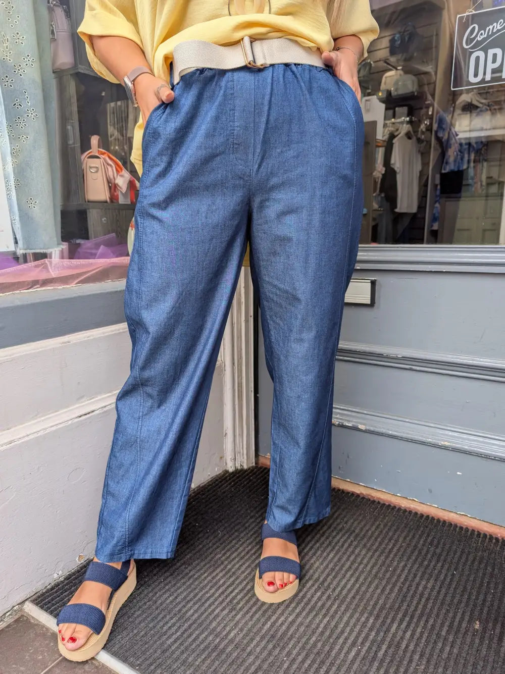 Keira Belted Trousers DENIM