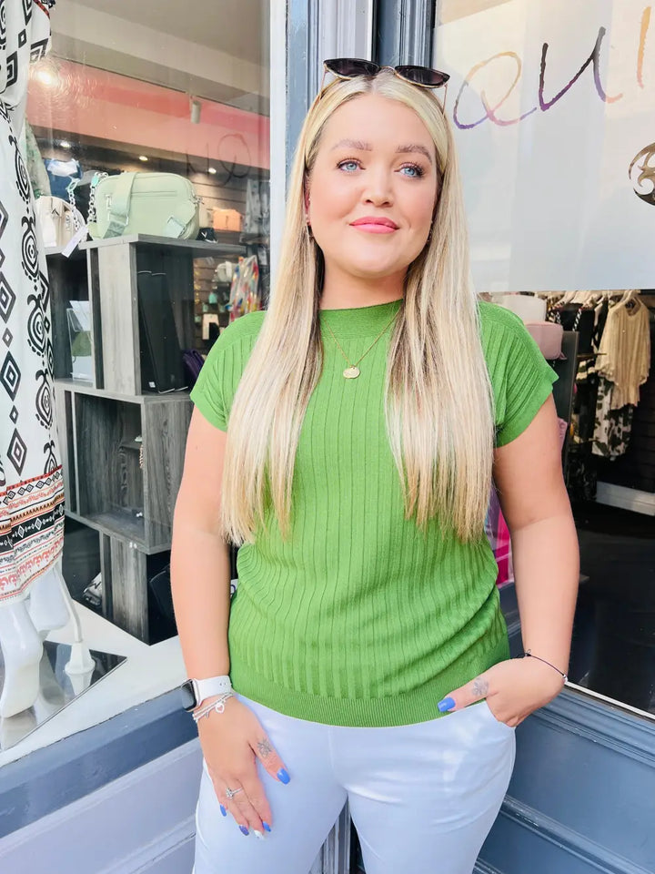 Kylie Fine Knit T-Shirt APPLE GREEN