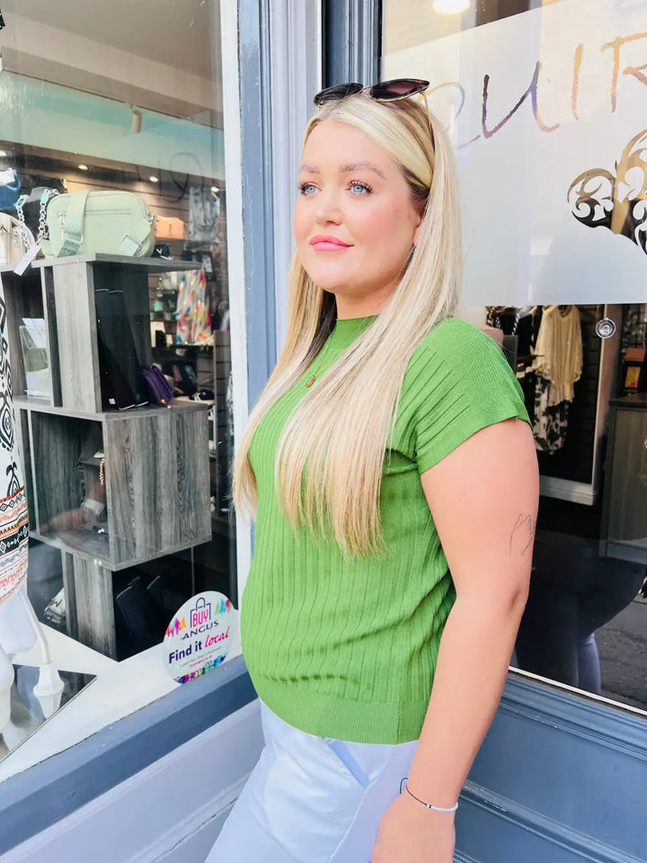 Kylie Fine Knit T-Shirt APPLE GREEN