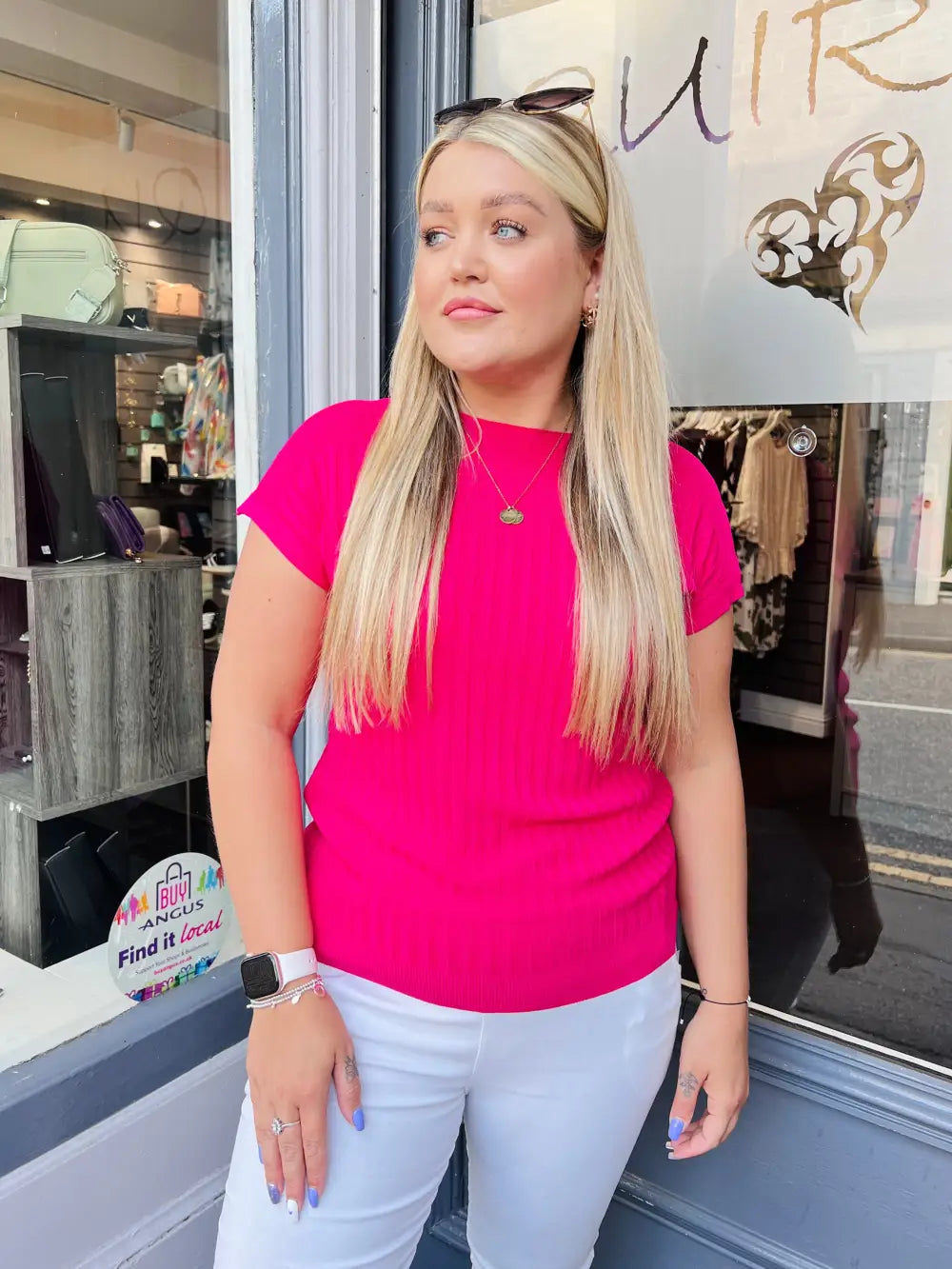 Kylie Fine Knit T-Shirt CERISE