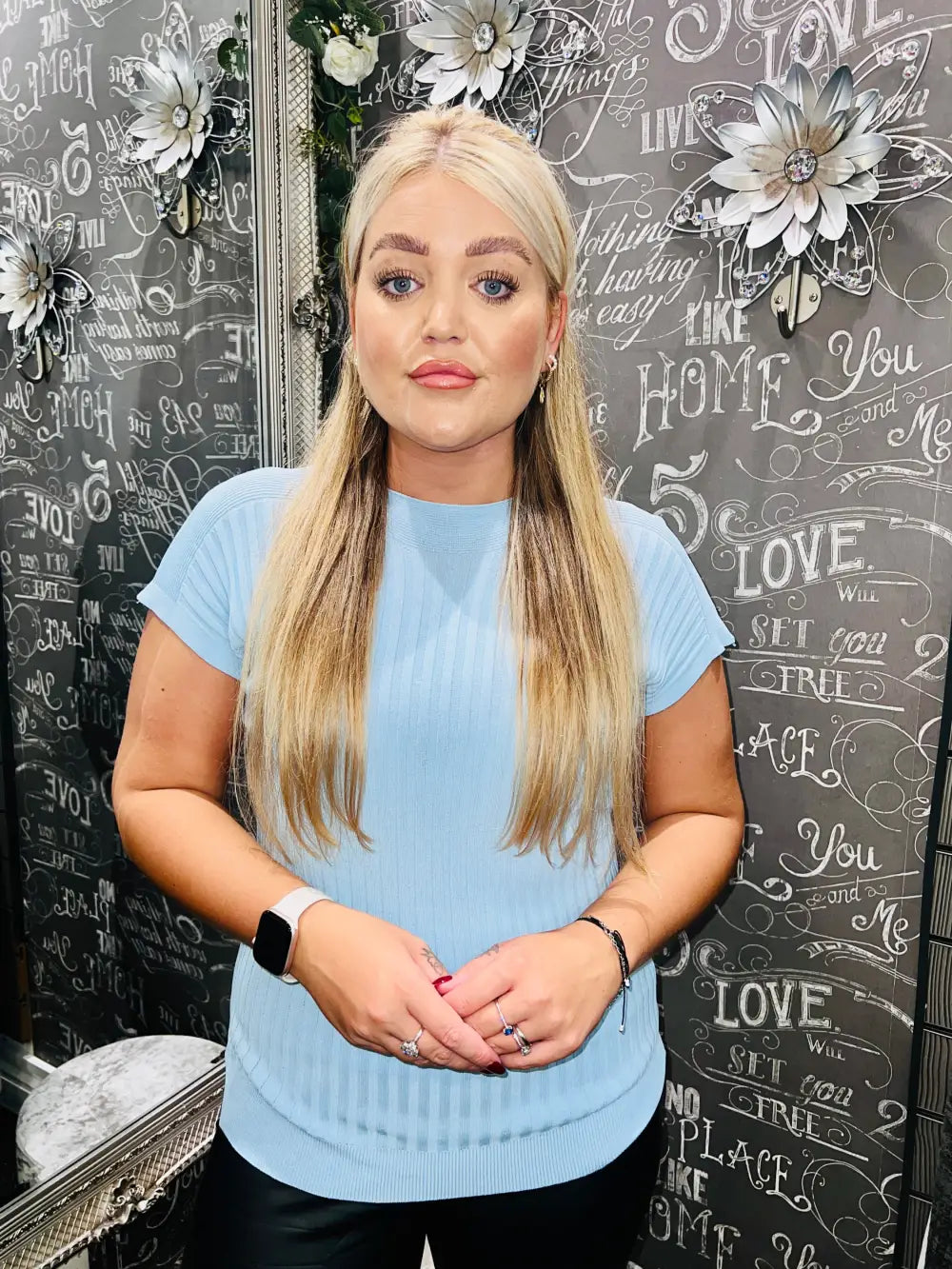 Kylie Fine Knit T-Shirt LIGHT BLUE