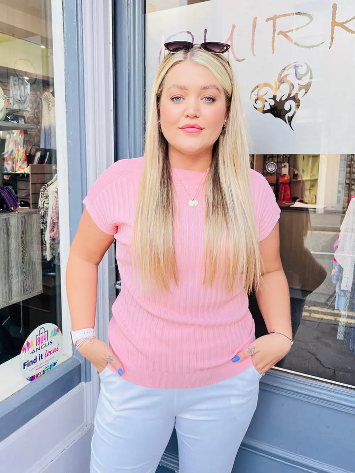 Kylie Fine Knit T-Shirt PALE PINK