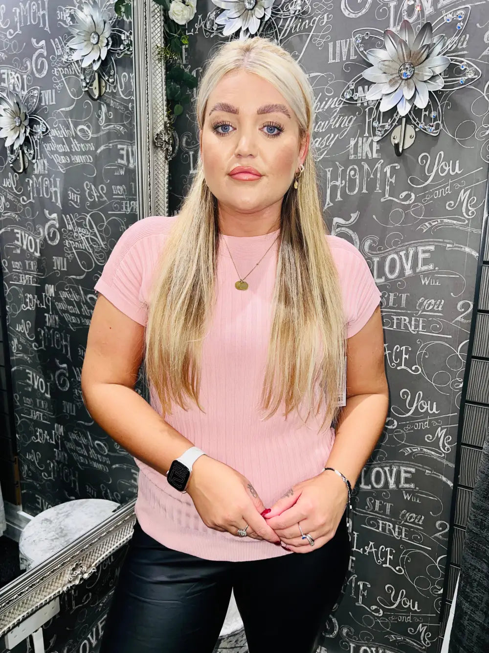 Kylie Fine Knit T-Shirt PALE PINK