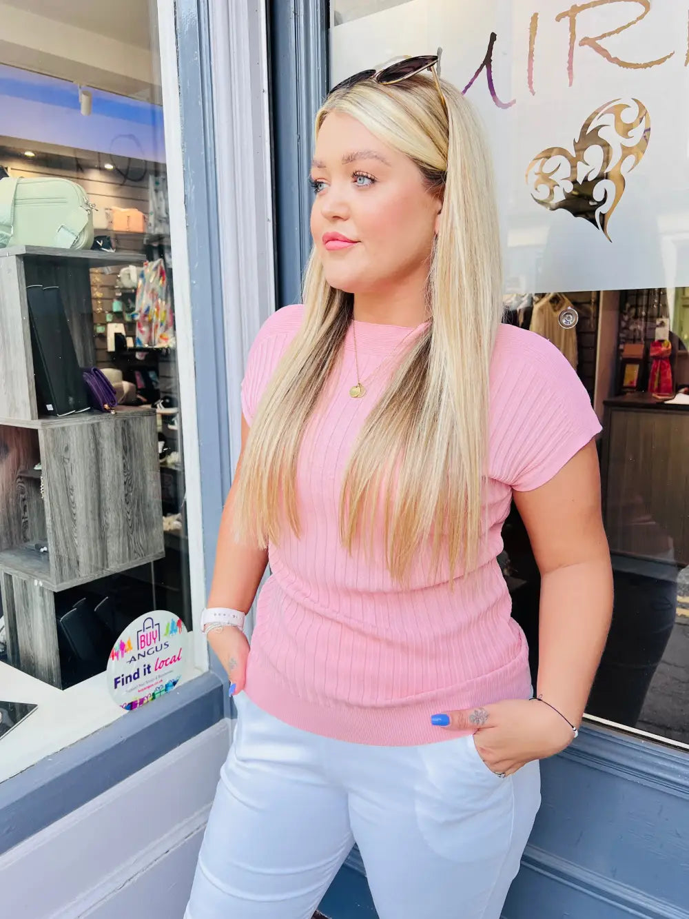Kylie Fine Knit T-Shirt PALE PINK