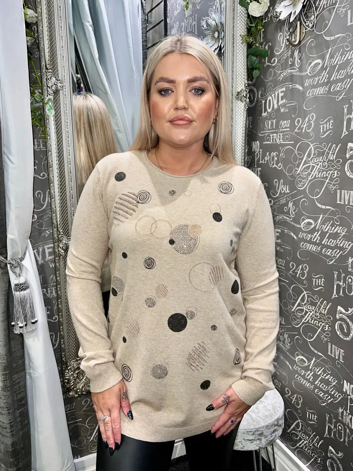 Kyra Circle Design Jumper BEIGE - Jumper