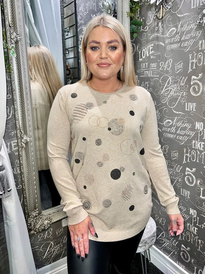 Kyra Circle Design Jumper BEIGE - Jumper
