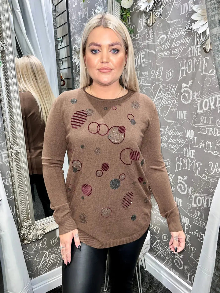 Kyra Circle Design Jumper CHOCOLATE - Jumper