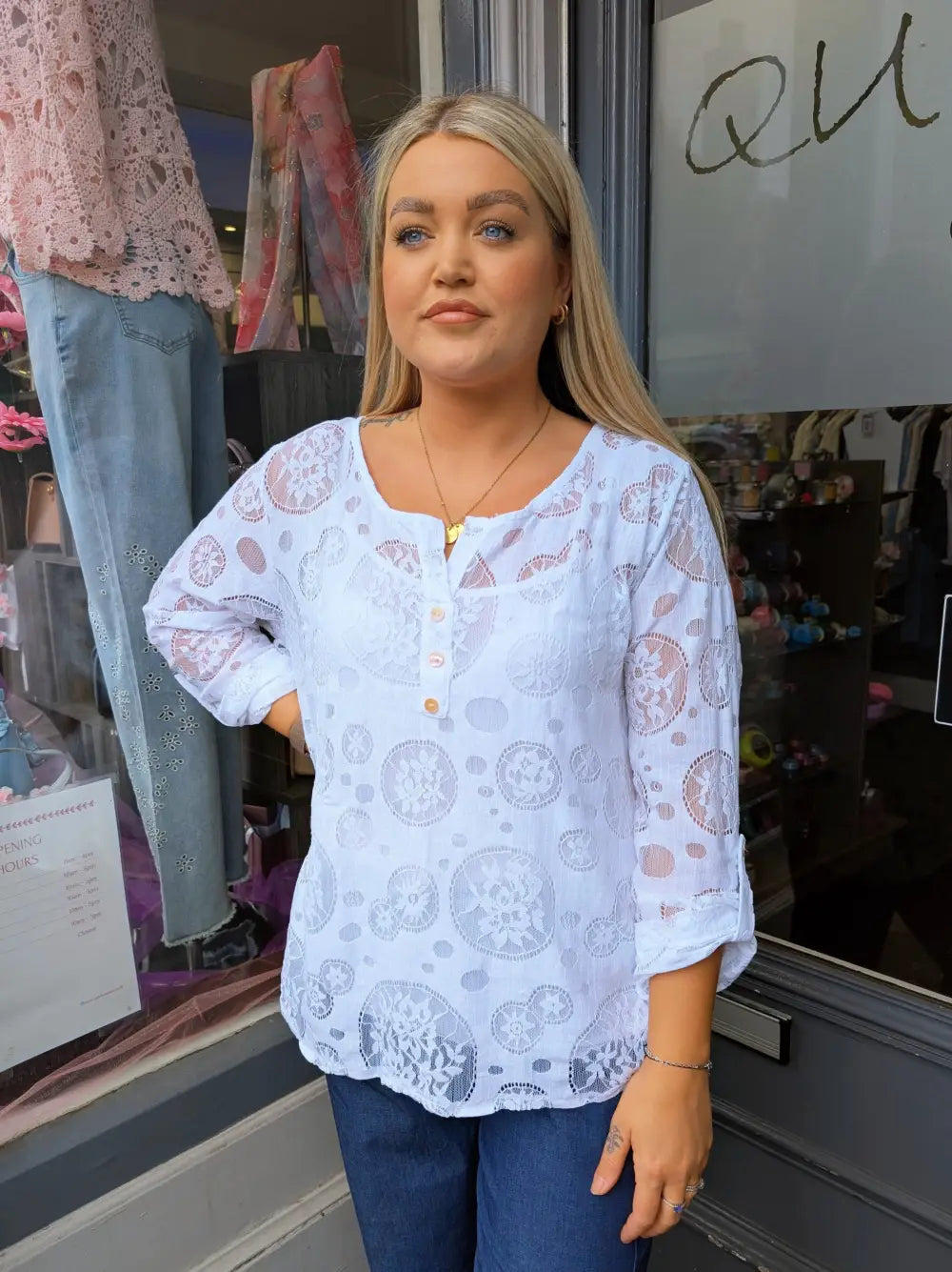 Laila 2 Piece Lace Top WHITE