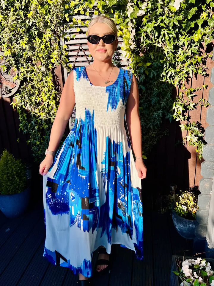 Lakisha Abstract Maxi Dress BLUE