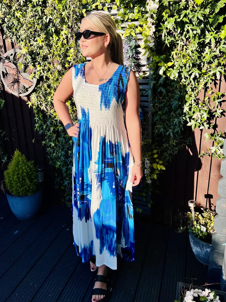 Lakisha Abstract Maxi Dress BLUE