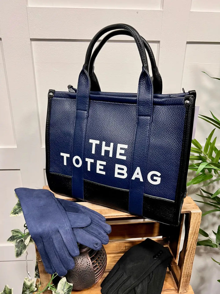 Large Two Tone Tote Bag NAVY - Handbag