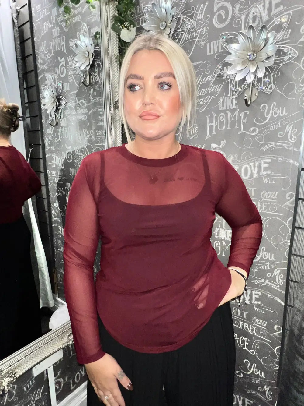 Layer Mesh Top WINE - Tops