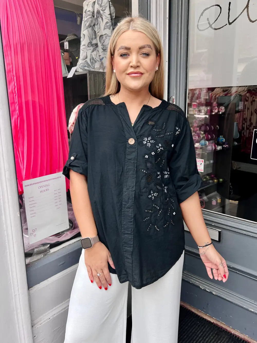 Layla Embroidered Top BLACK