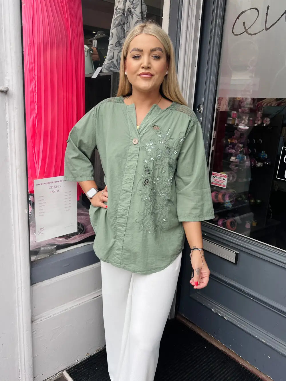 Layla Embroidered Top KHAKI
