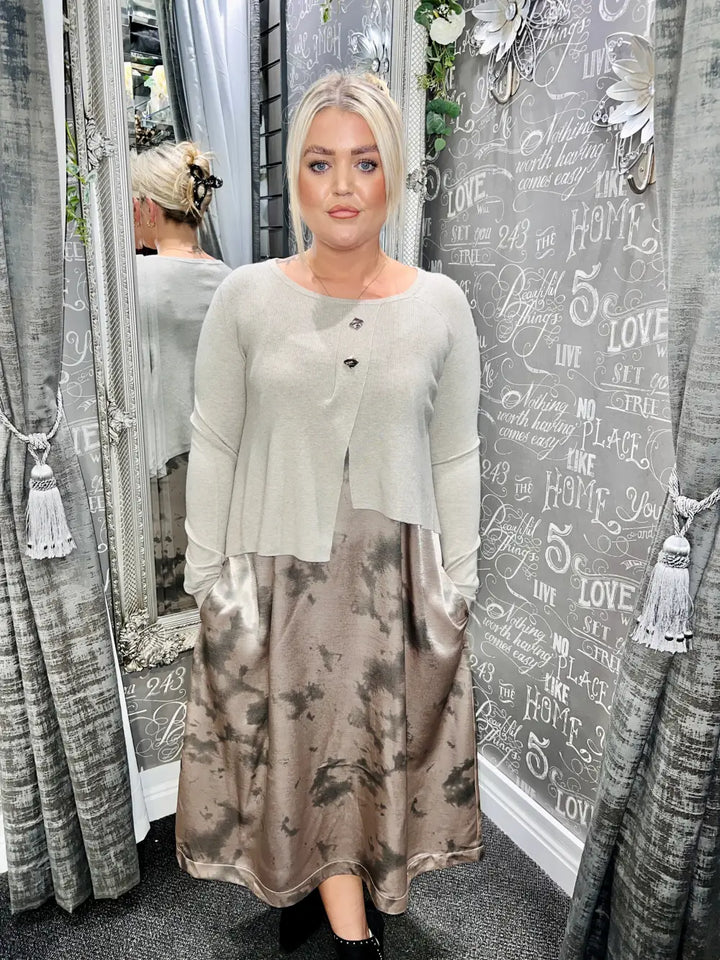 Lillyanna Premium Two Piece Dress BEIGE