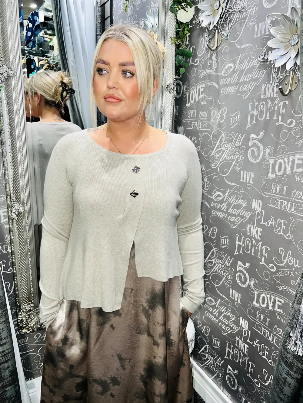 Lillyanna Premium Two Piece Dress BEIGE