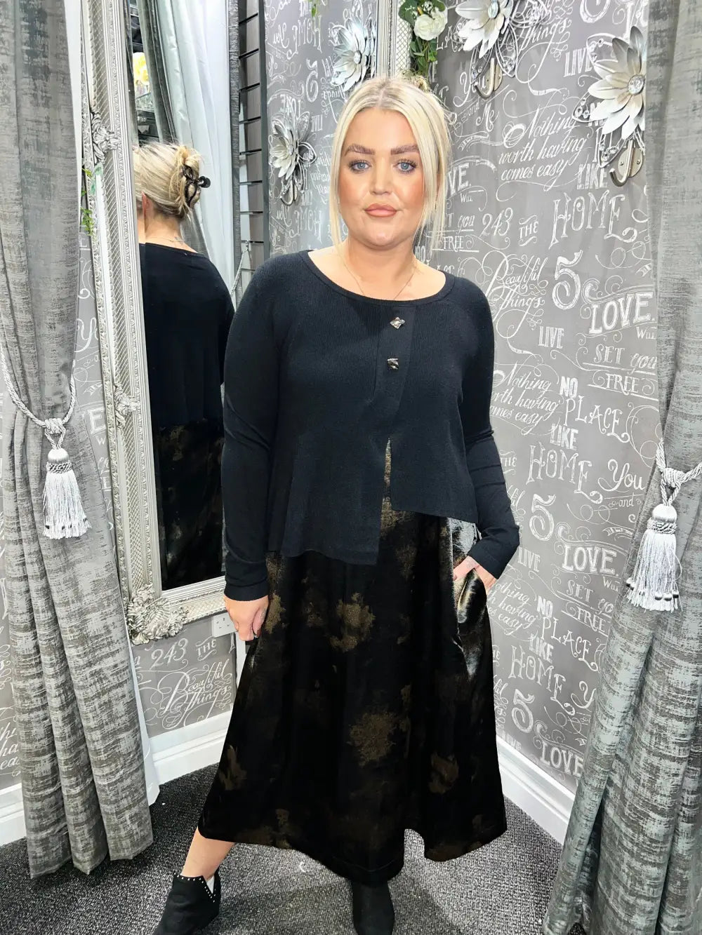 Lillyanna Premium Two Piece Dress BLACK