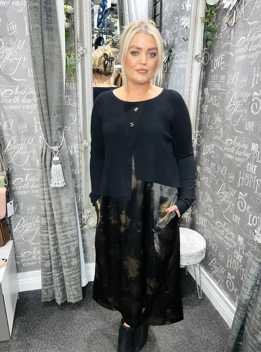 Lillyanna Premium Two Piece Dress BLACK