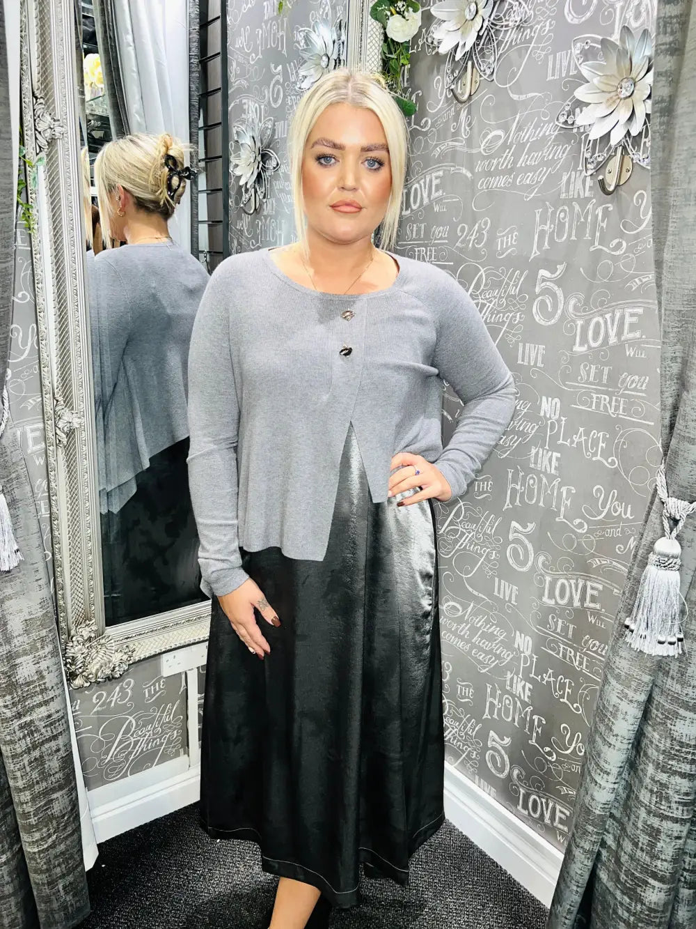 Lillyanna Premium Two Piece Dress GREY