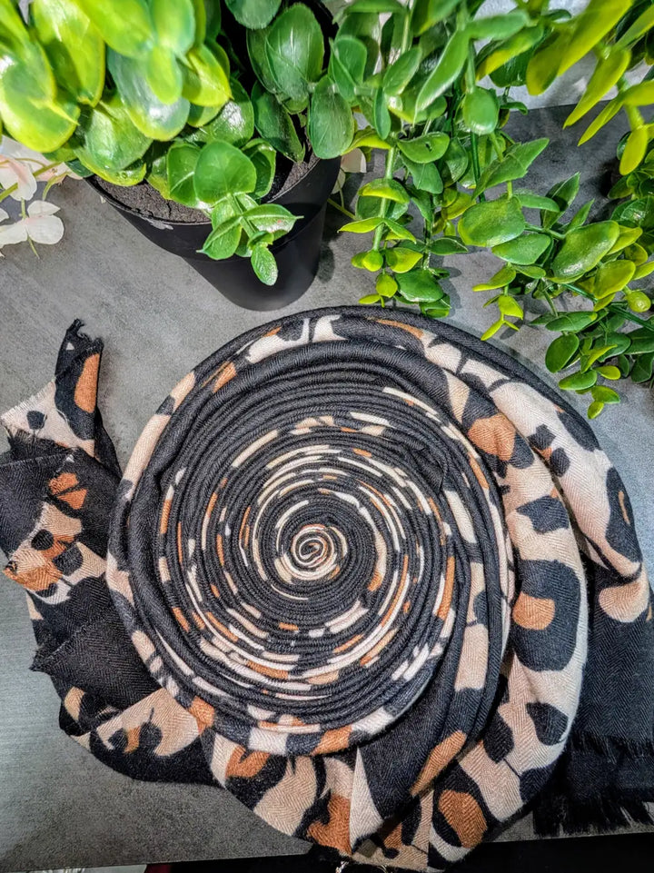 Lip Animal Print Scarf BLACK