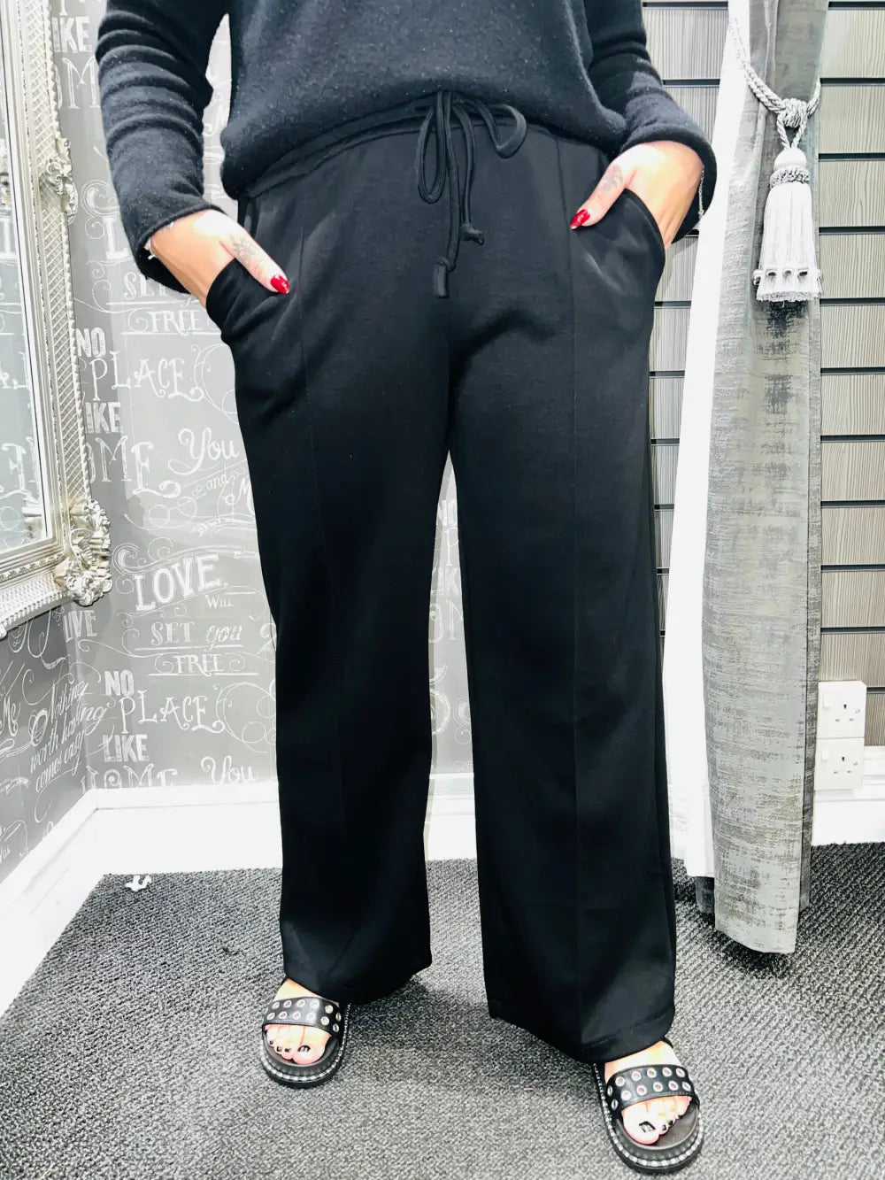 Lola Wide Leg Joggers BLACK