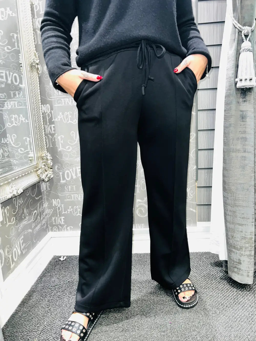 Lola Wide Leg Joggers BLACK