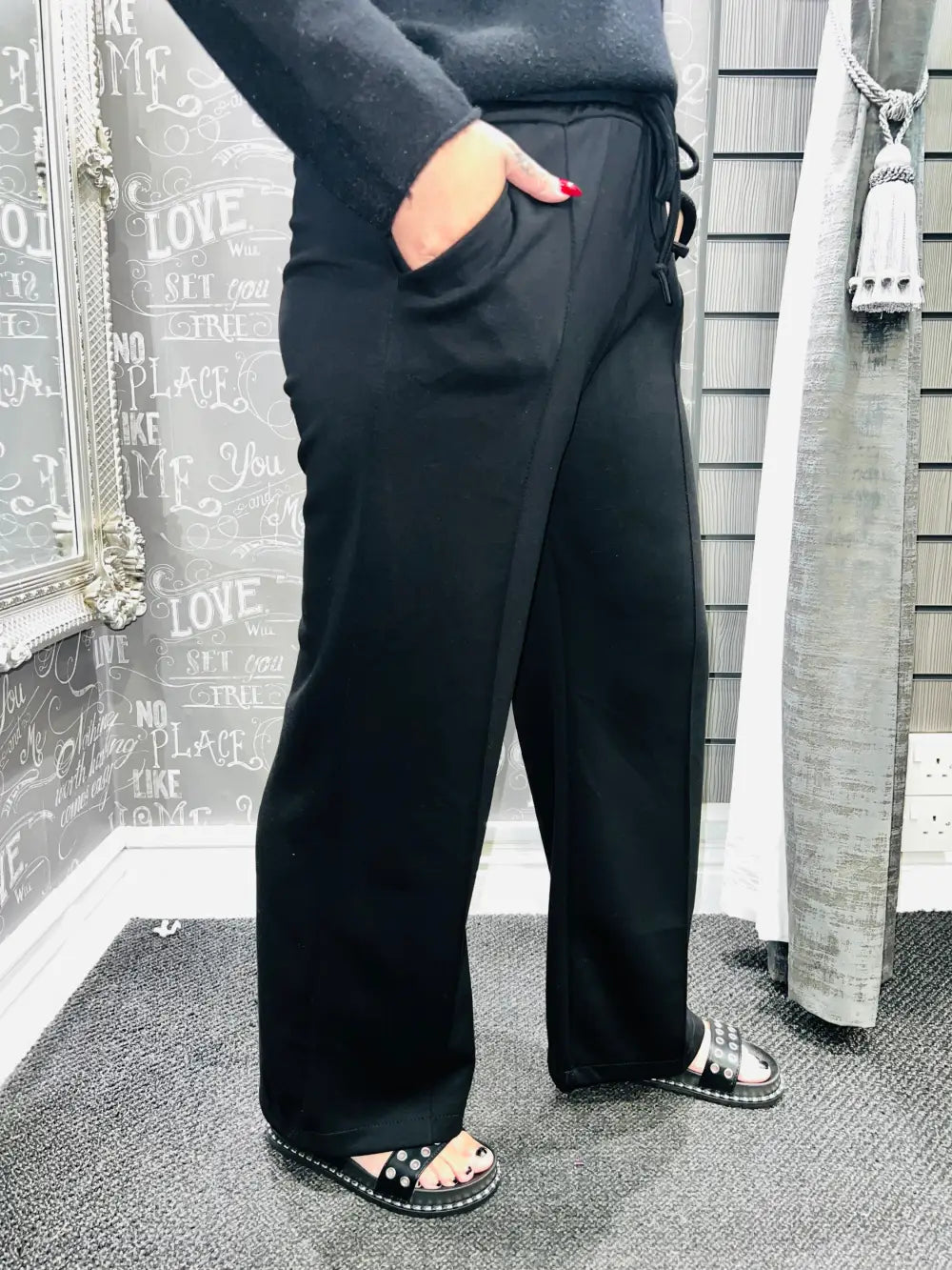 Lola Wide Leg Joggers BLACK