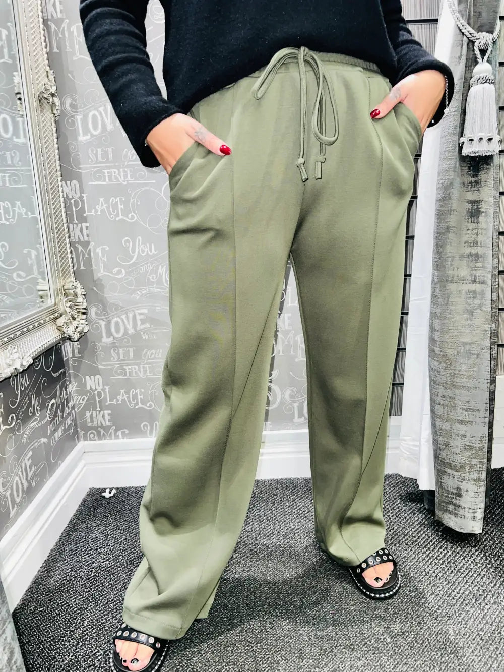 Lola Wide Leg Joggers KHAKI