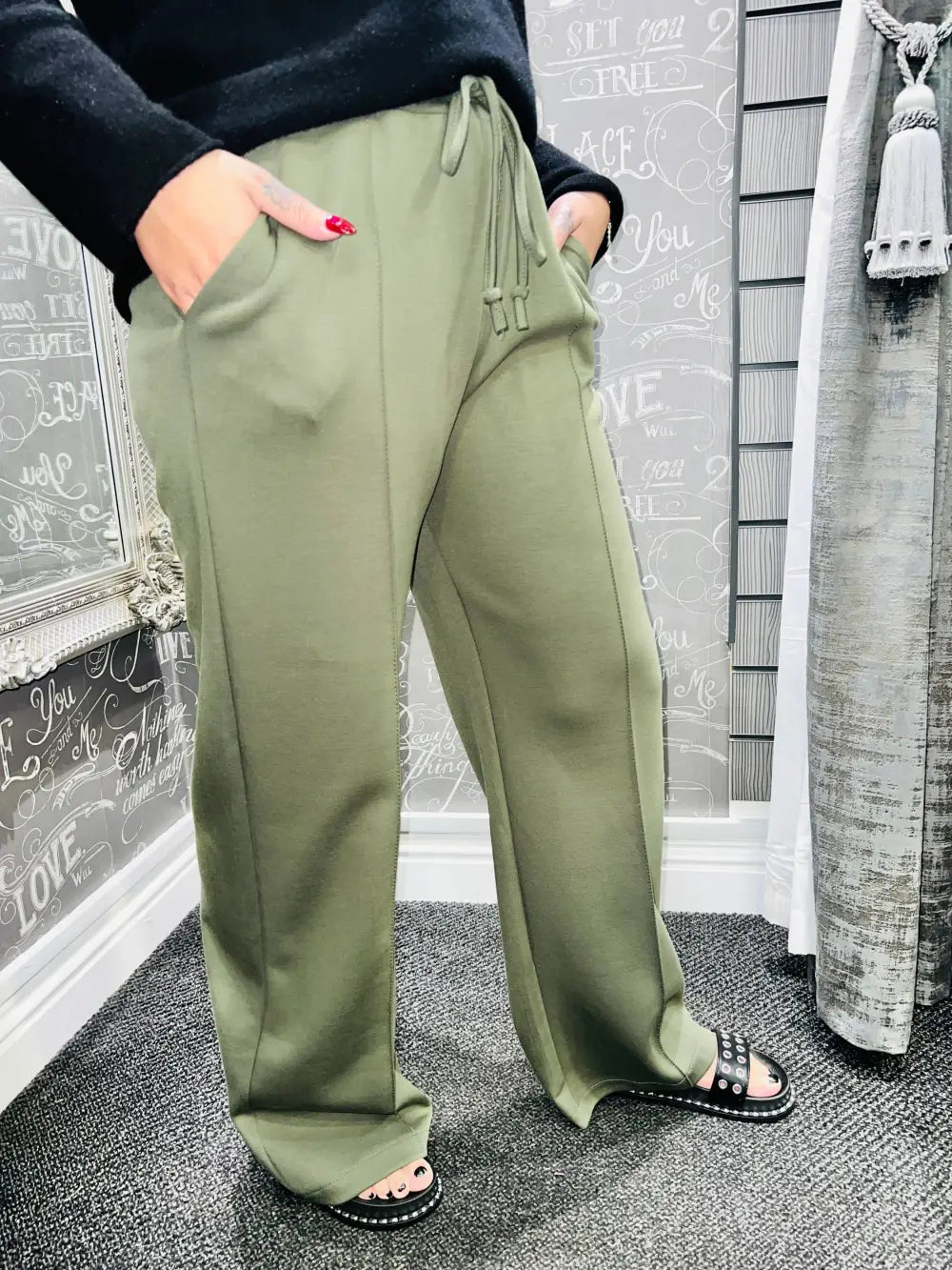 Lola Wide Leg Joggers KHAKI