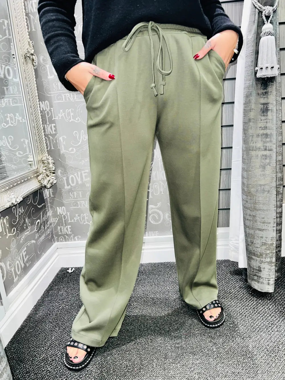 Lola Wide Leg Joggers KHAKI