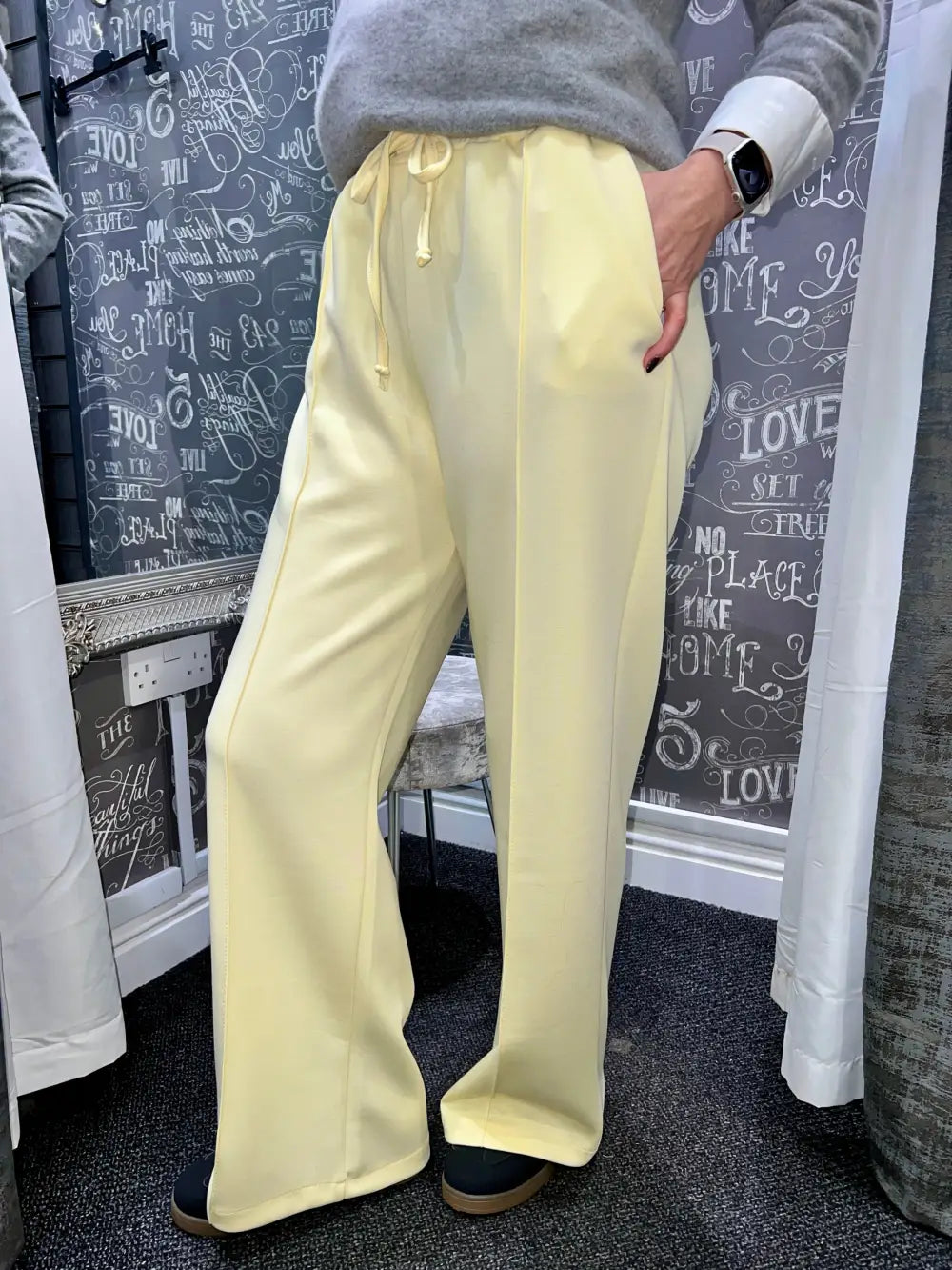 Lola Wide Leg Joggers LEMON