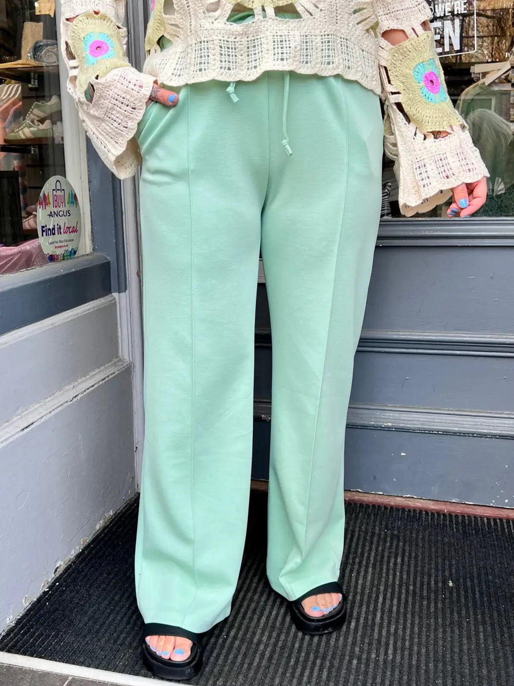 Lola Wide Leg Joggers MINT - Trousers