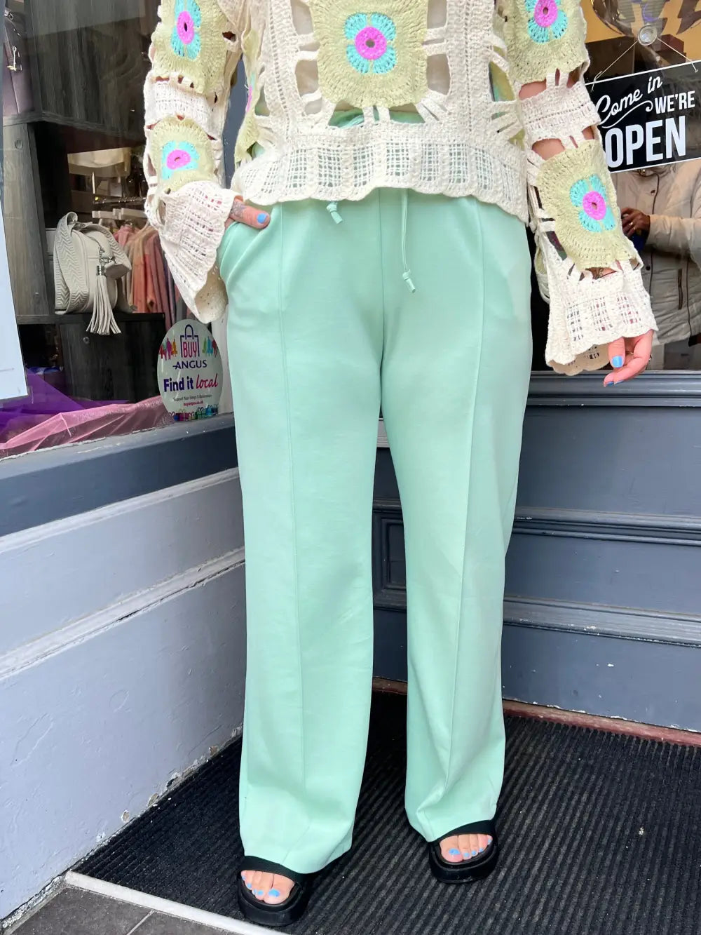Lola Wide Leg Joggers MINT - Trousers