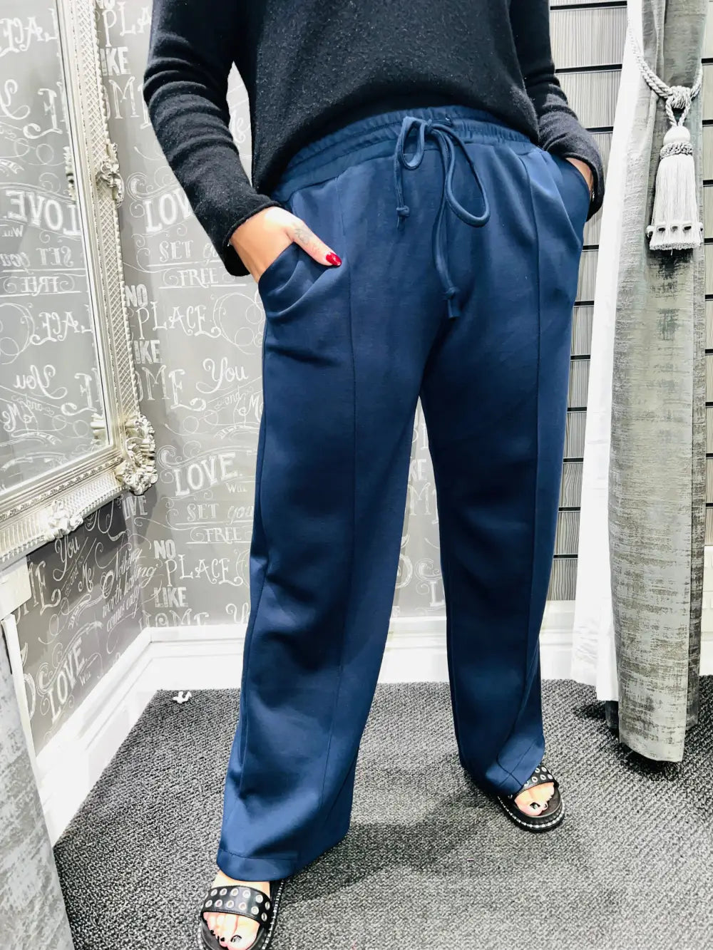 Lola Wide Leg Joggers NAVY