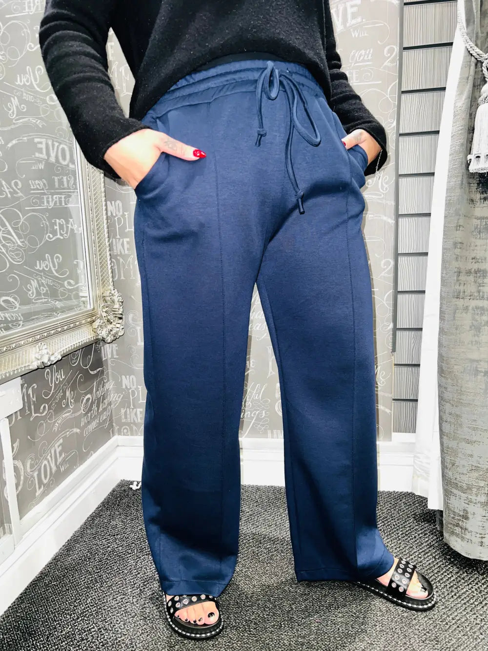 Lola Wide Leg Joggers NAVY