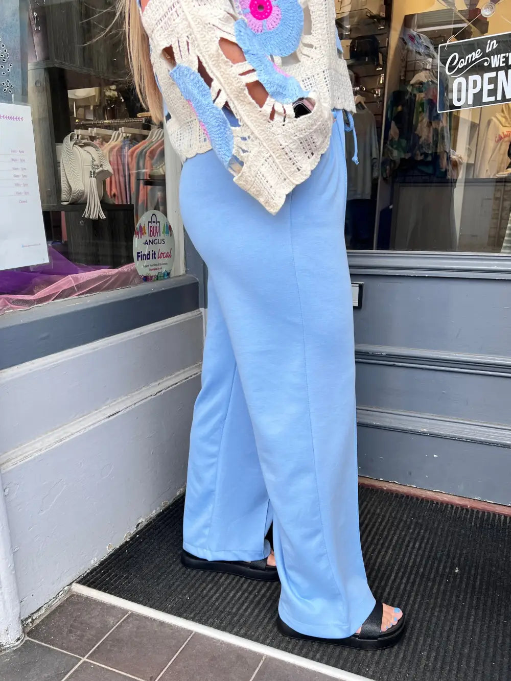 Lola Wide Leg Joggers PALE BLUE