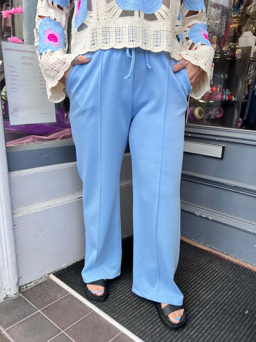 Lola Wide Leg Joggers PALE BLUE