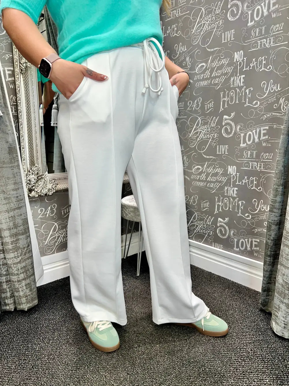 Lola Wide Leg Joggers WHITE