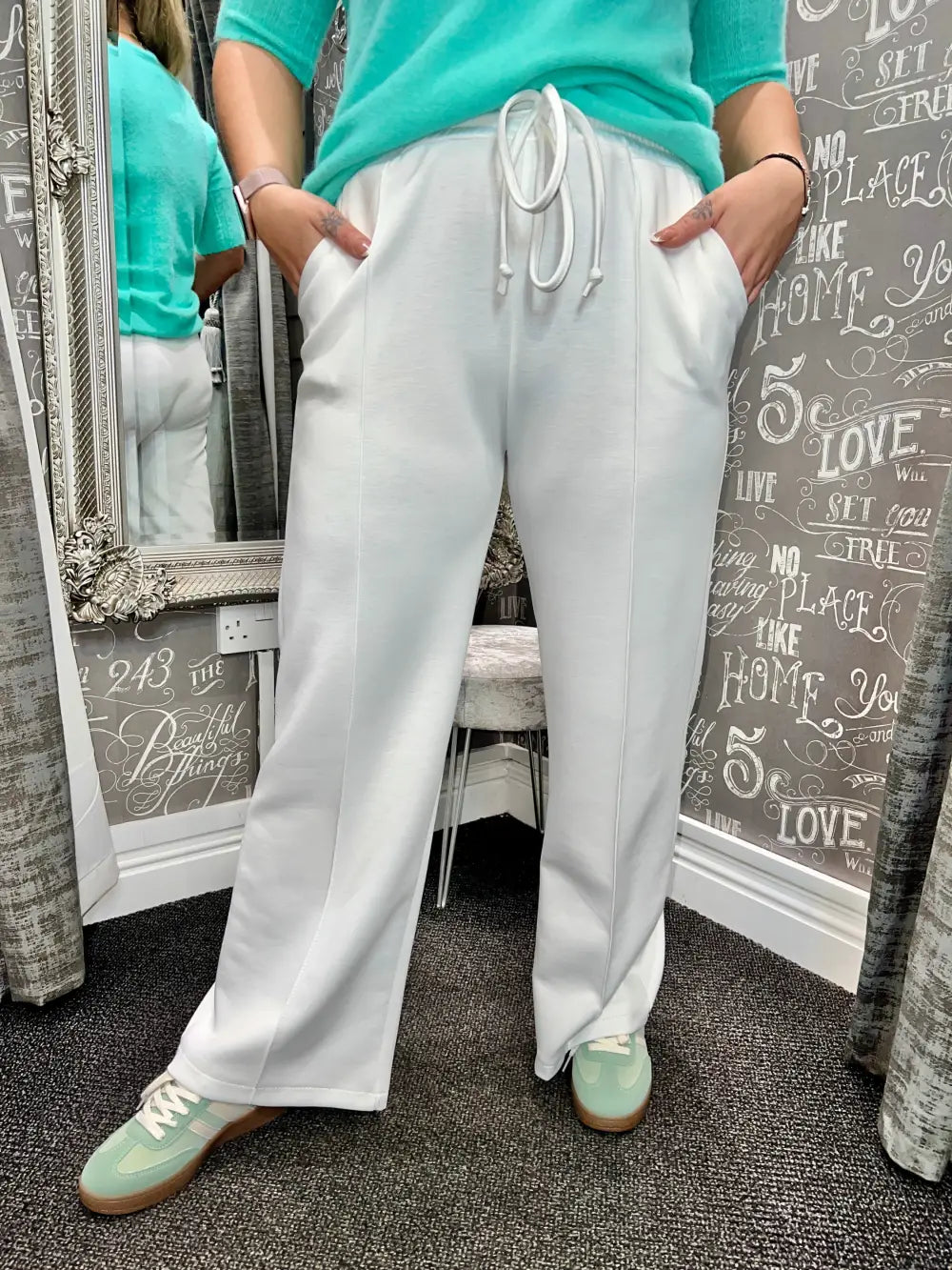 Lola Wide Leg Joggers WHITE