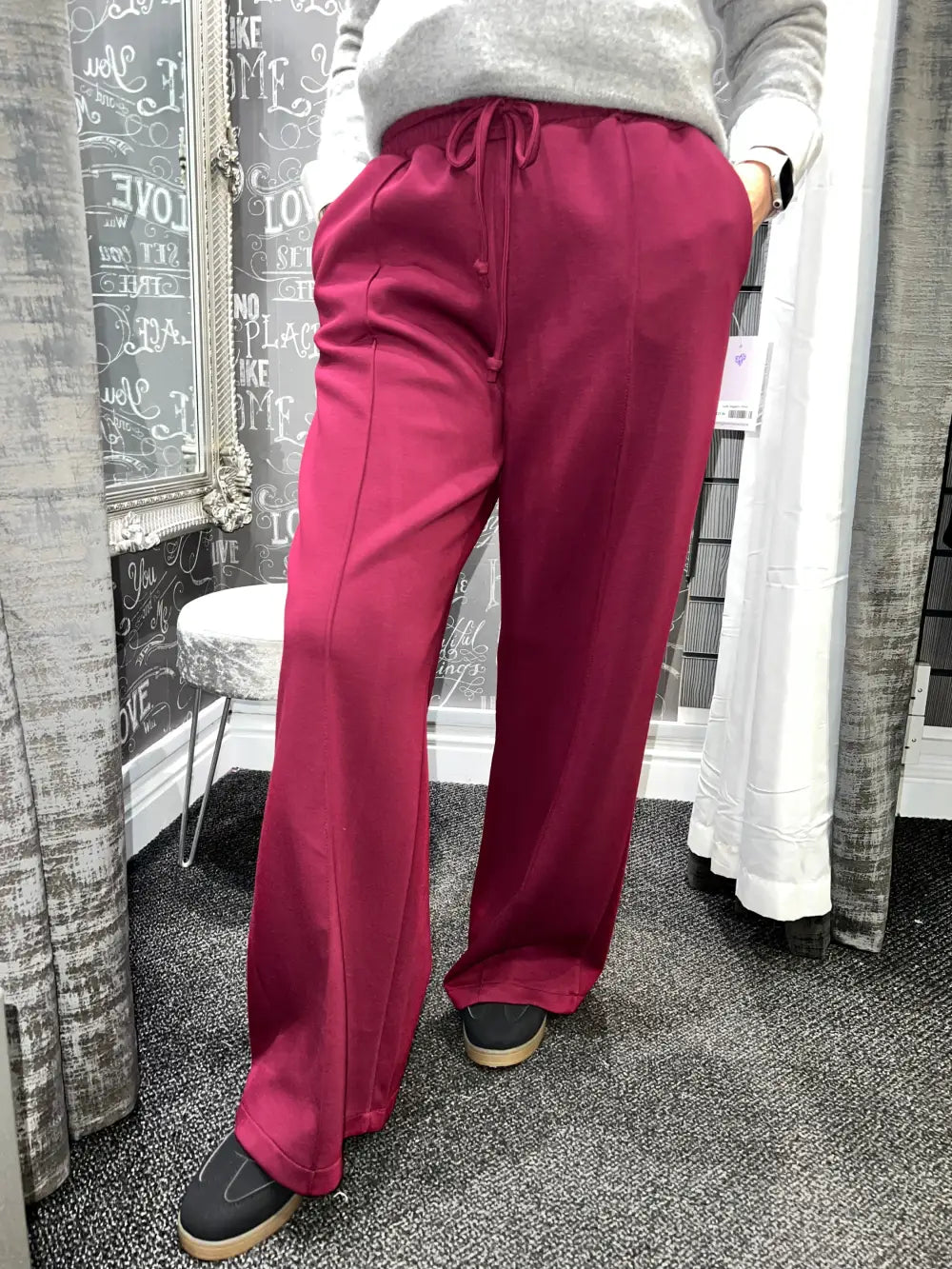Lola Wide Leg Joggers WINE