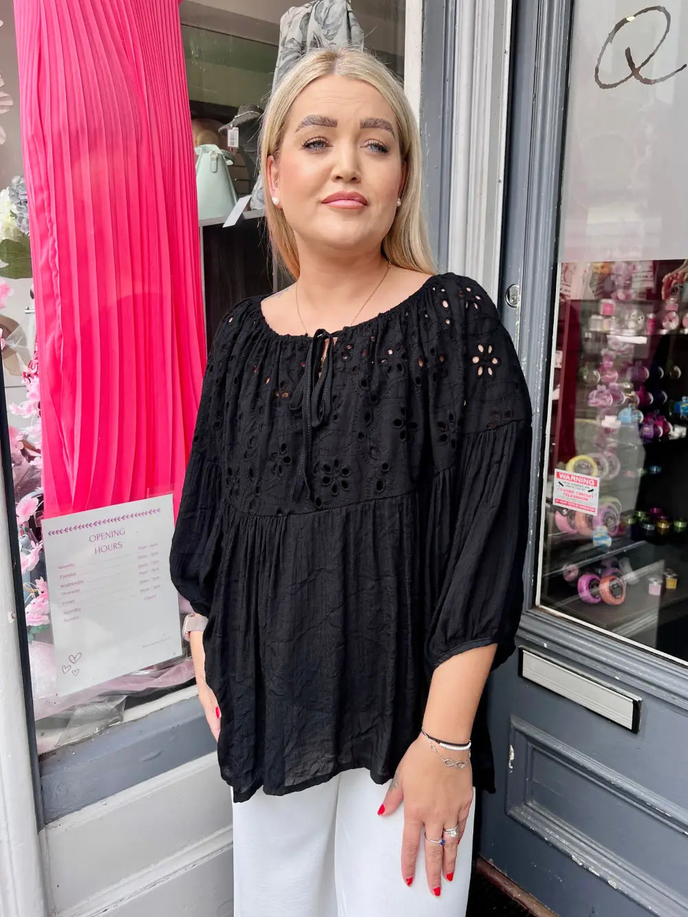 Louisa Broderie Anglais Top BLACK