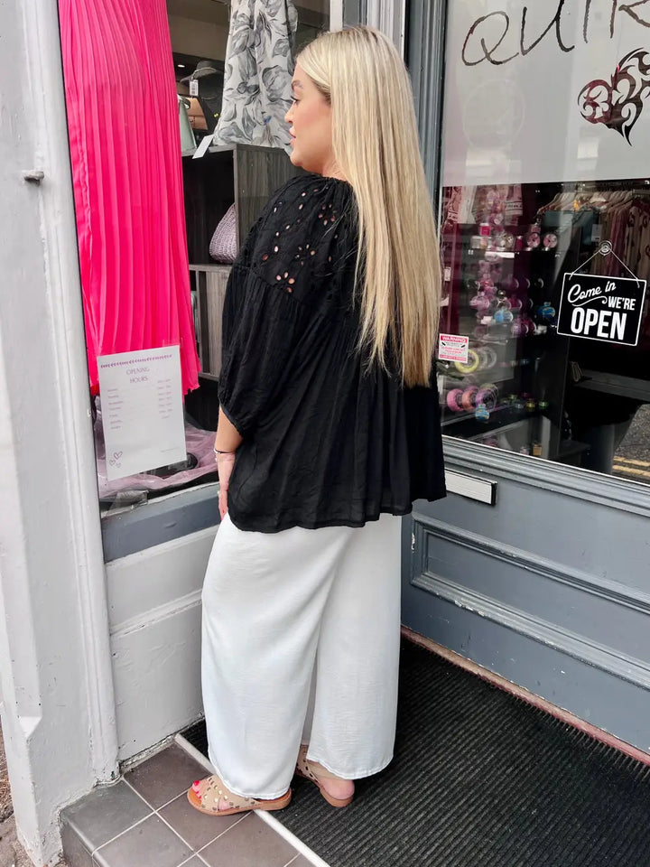 Louisa Broderie Anglais Top BLACK