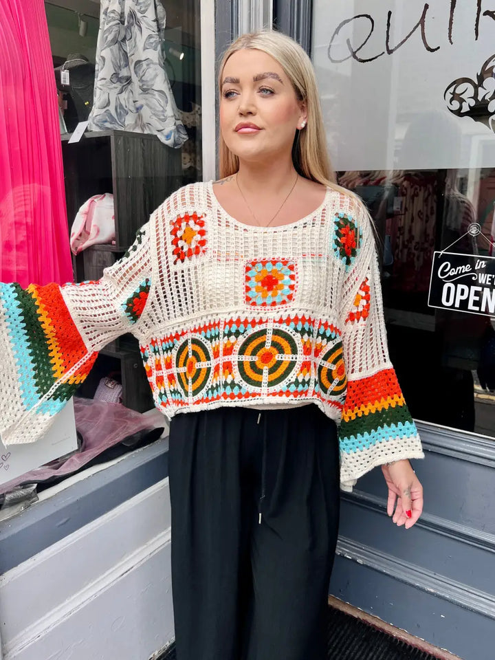 Mabel Boho Crochet Top ORANGE