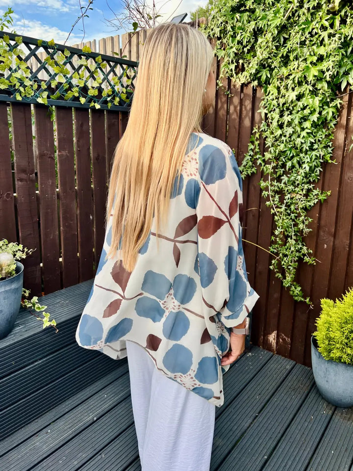 Maeva Floral Chiffon Blouse DENIM