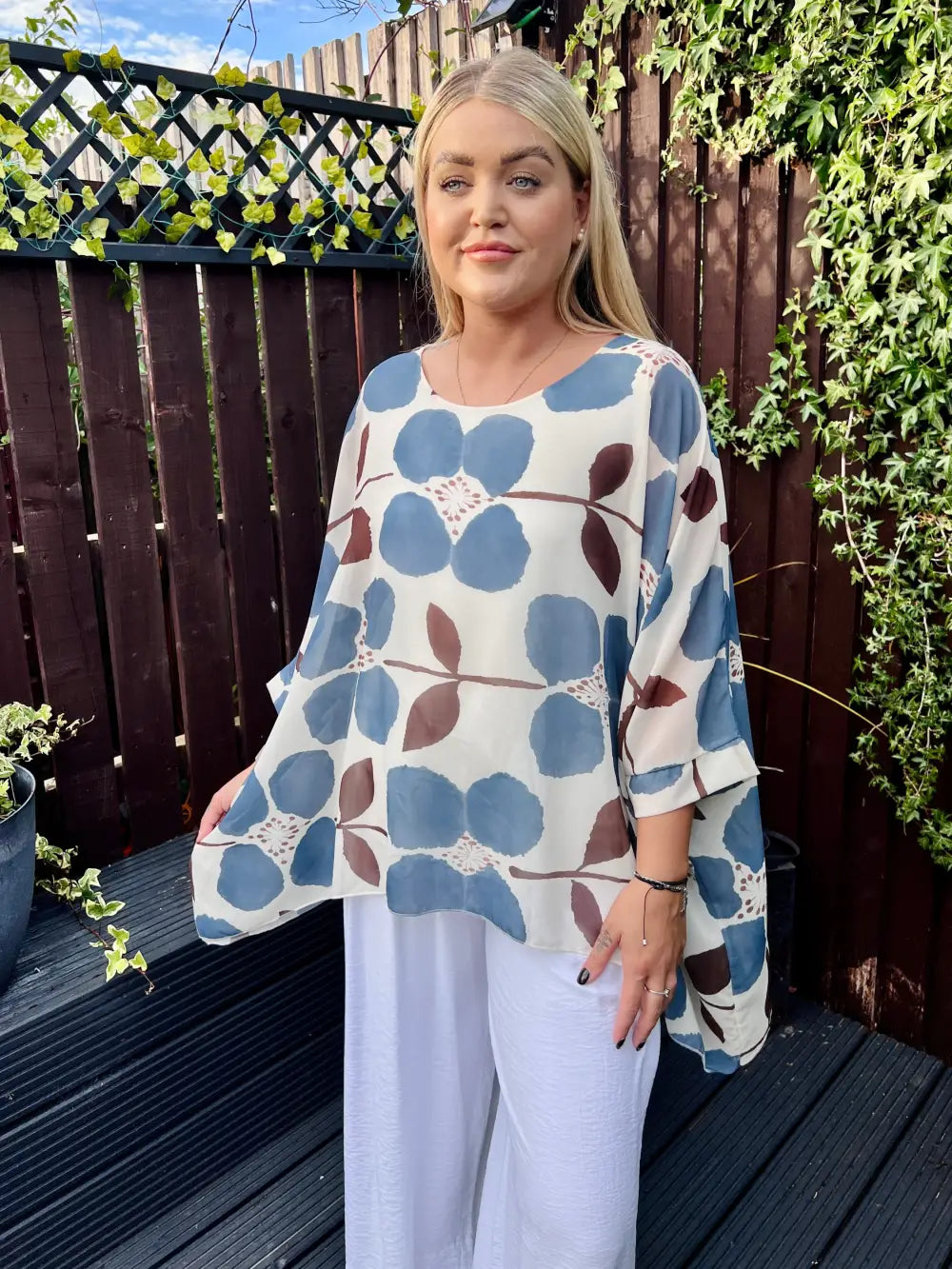 Maeva Floral Chiffon Blouse DENIM