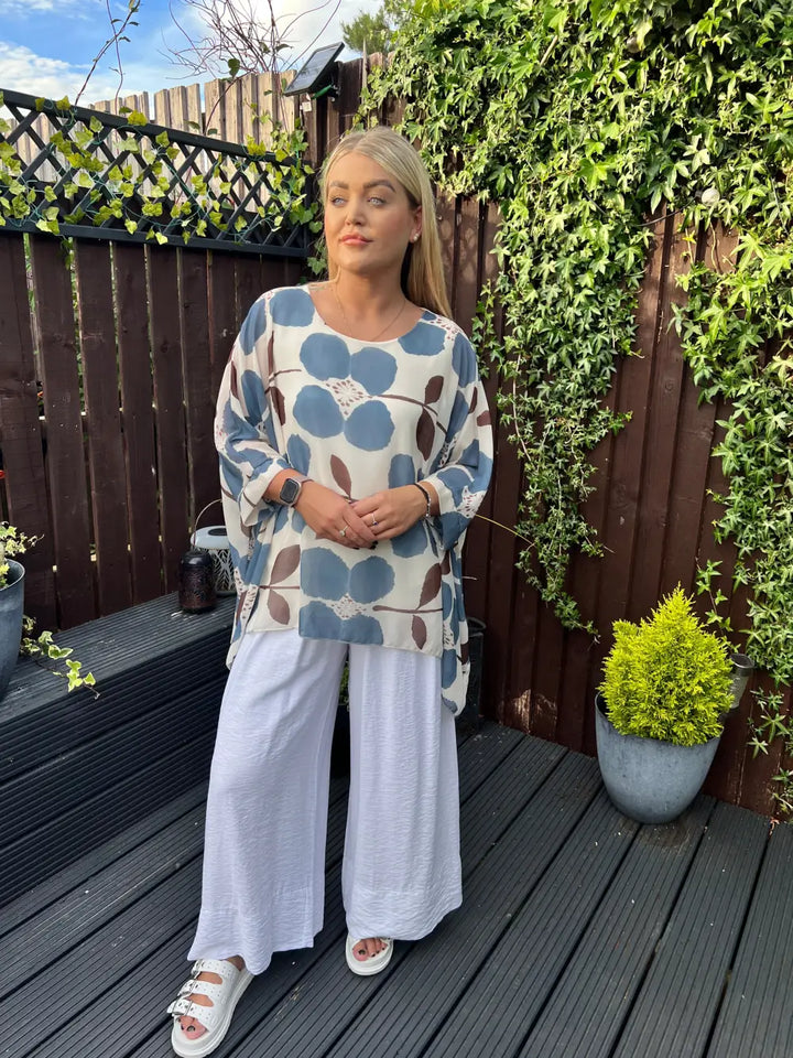 Maeva Floral Chiffon Blouse DENIM
