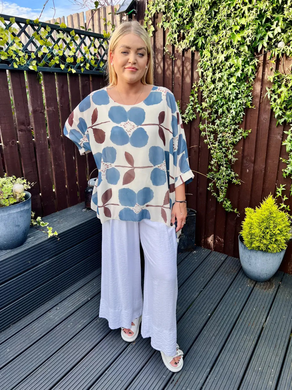 Maeva Floral Chiffon Blouse DENIM