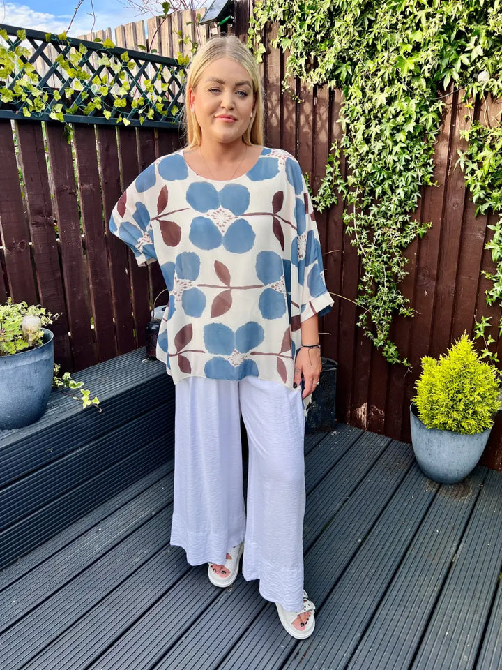 Maeva Floral Chiffon Blouse DENIM