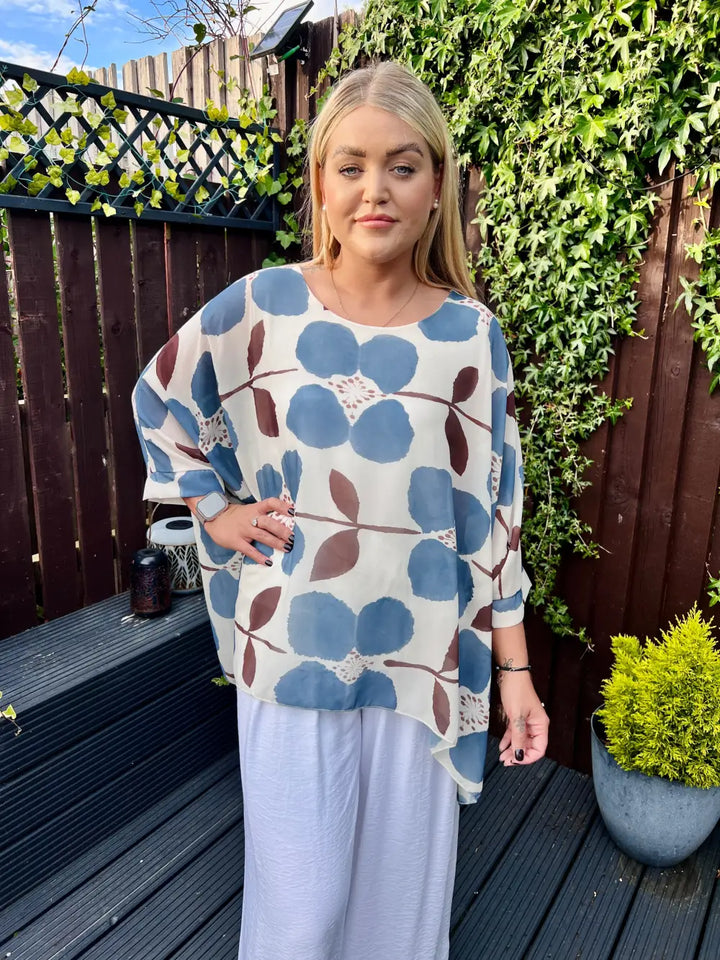 Maeva Floral Chiffon Blouse DENIM